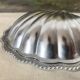 Stainless steel and glass shell butter dish with knife