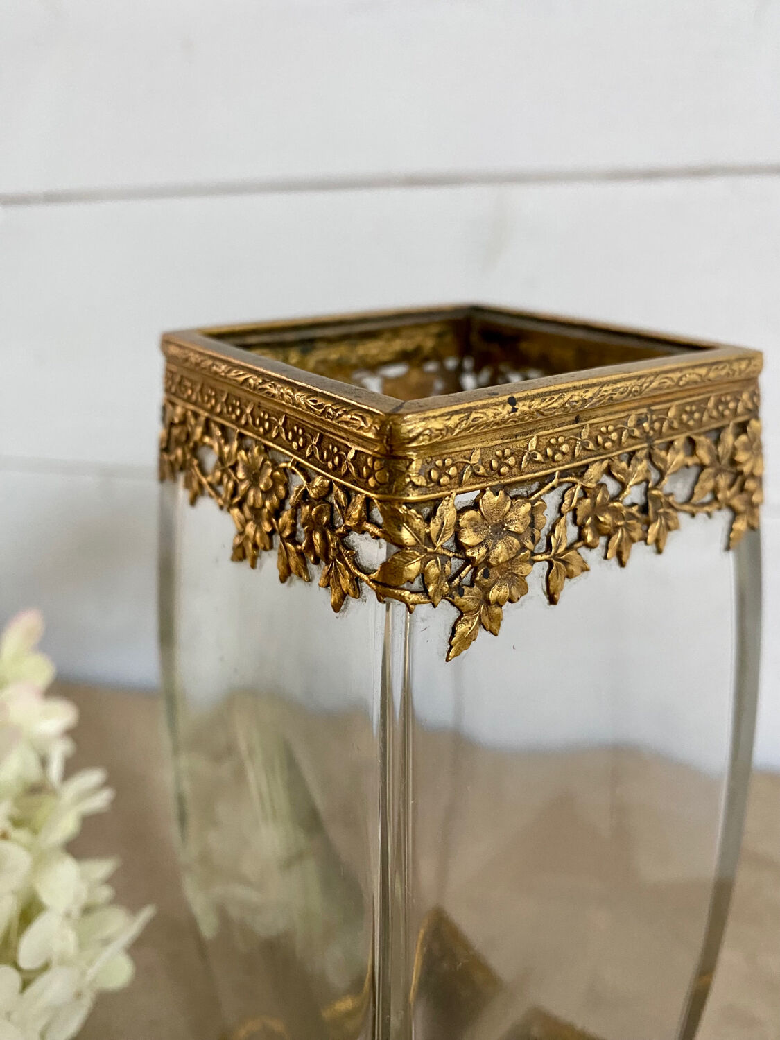Vase en verre et laiton années 30