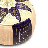 Leather purple Pouf Fes handmade 40 x 25 cm