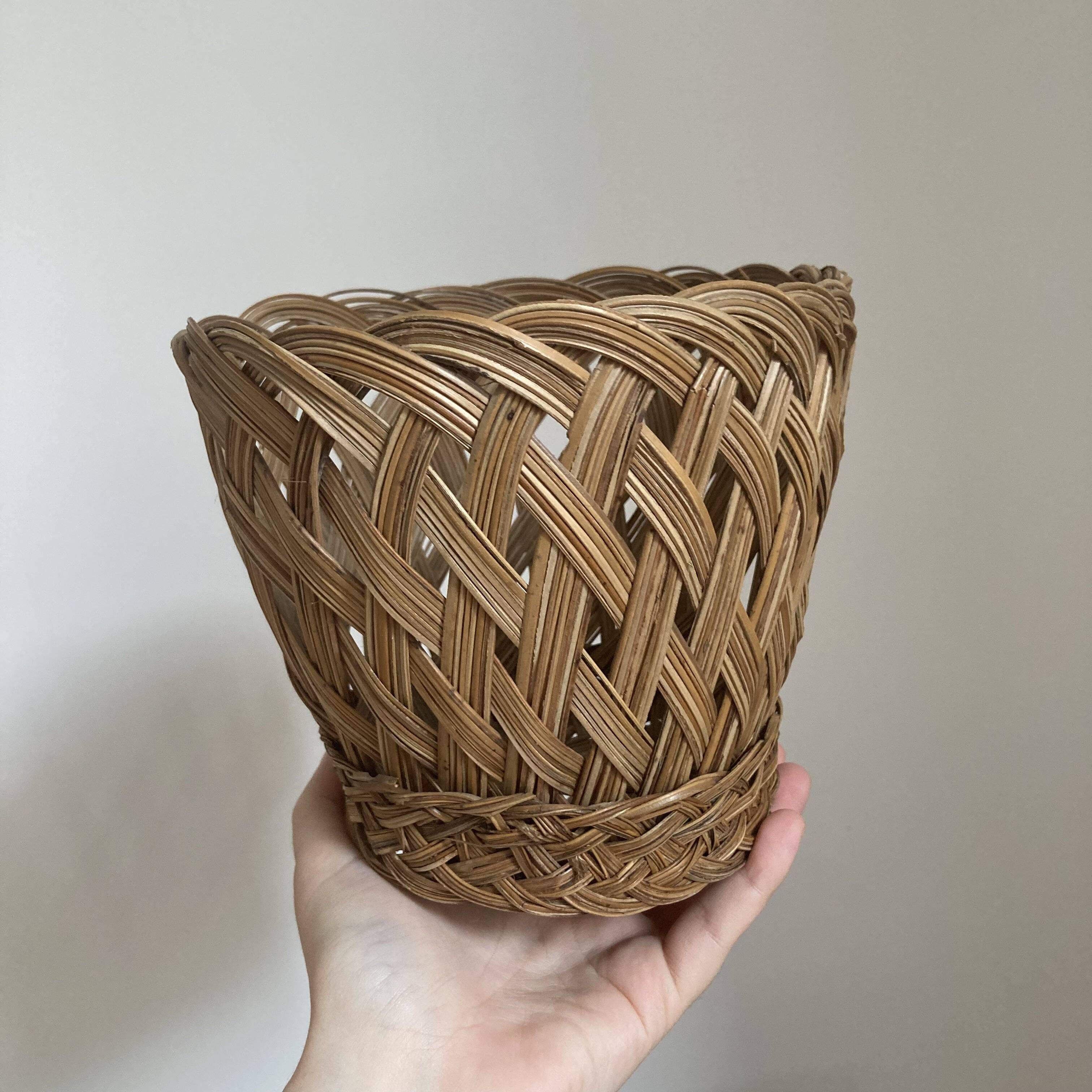 Vintage woven wicker plant pot cover