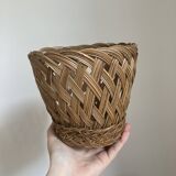 Vintage woven wicker plant pot cover