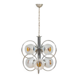 Mazzega Space Age Murano glass chrome plated chandelier, Italy 1970s