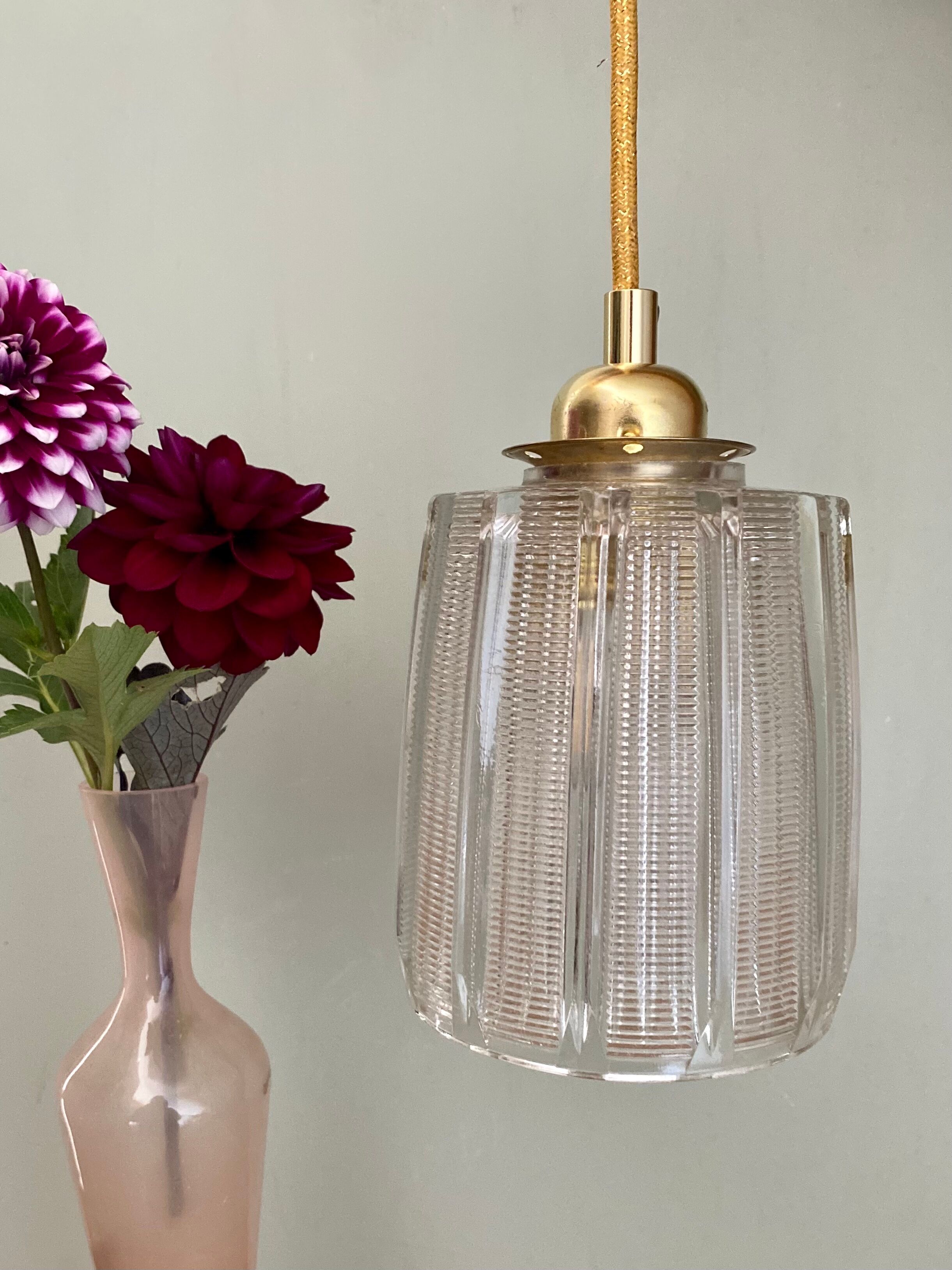Vintage holophane glass globe lamp