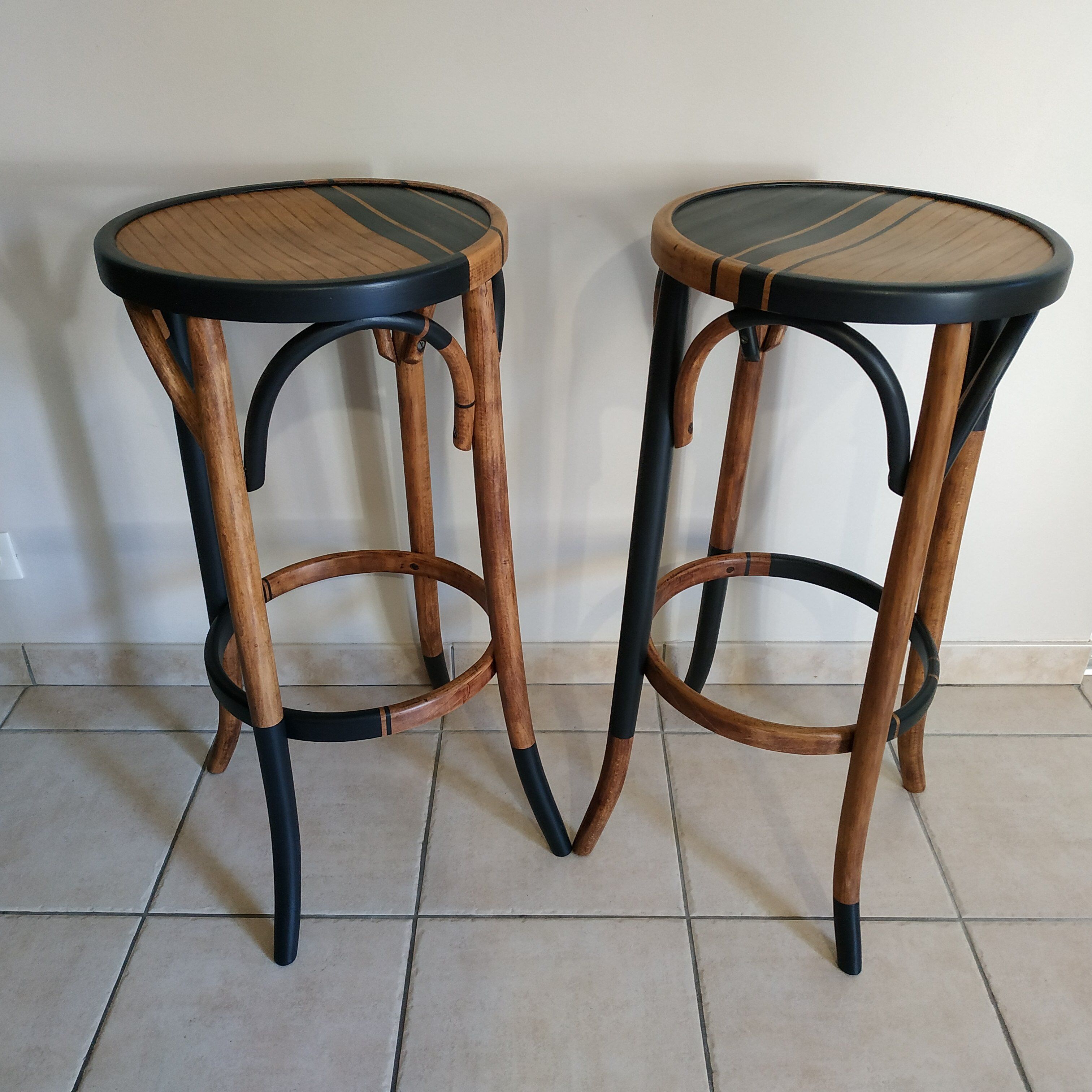 Pair of high bistro stools