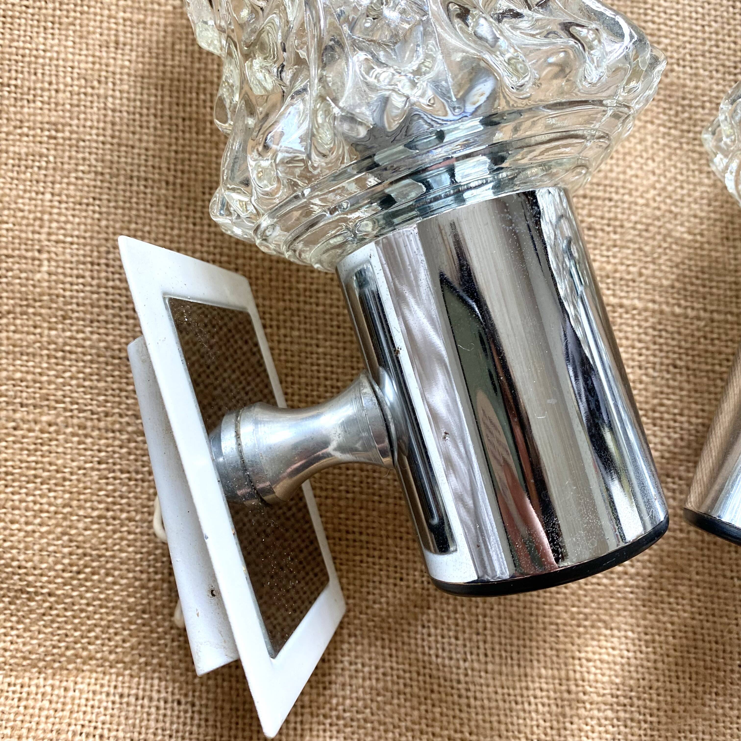 Pair of vintage chrome wall lights, 70s, Raak