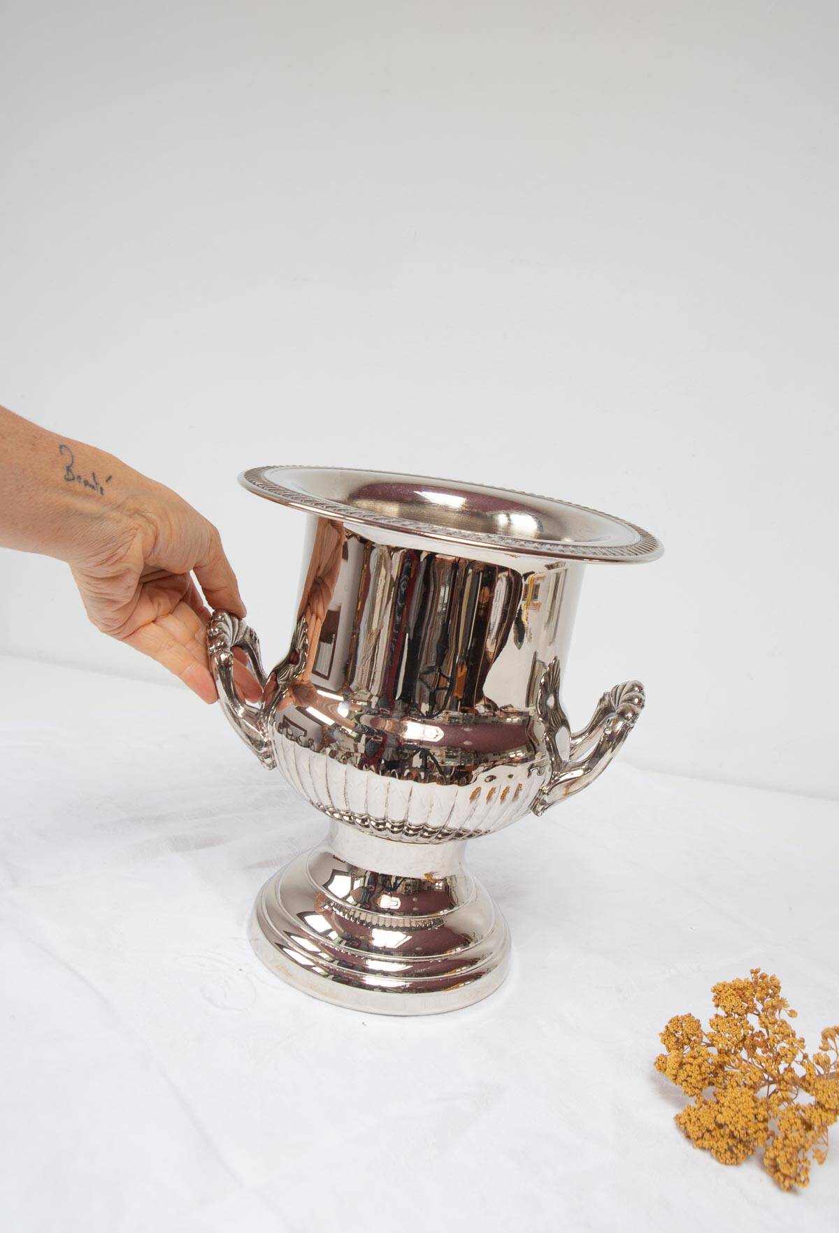 Louis XVI style silver-plated champagne bucket