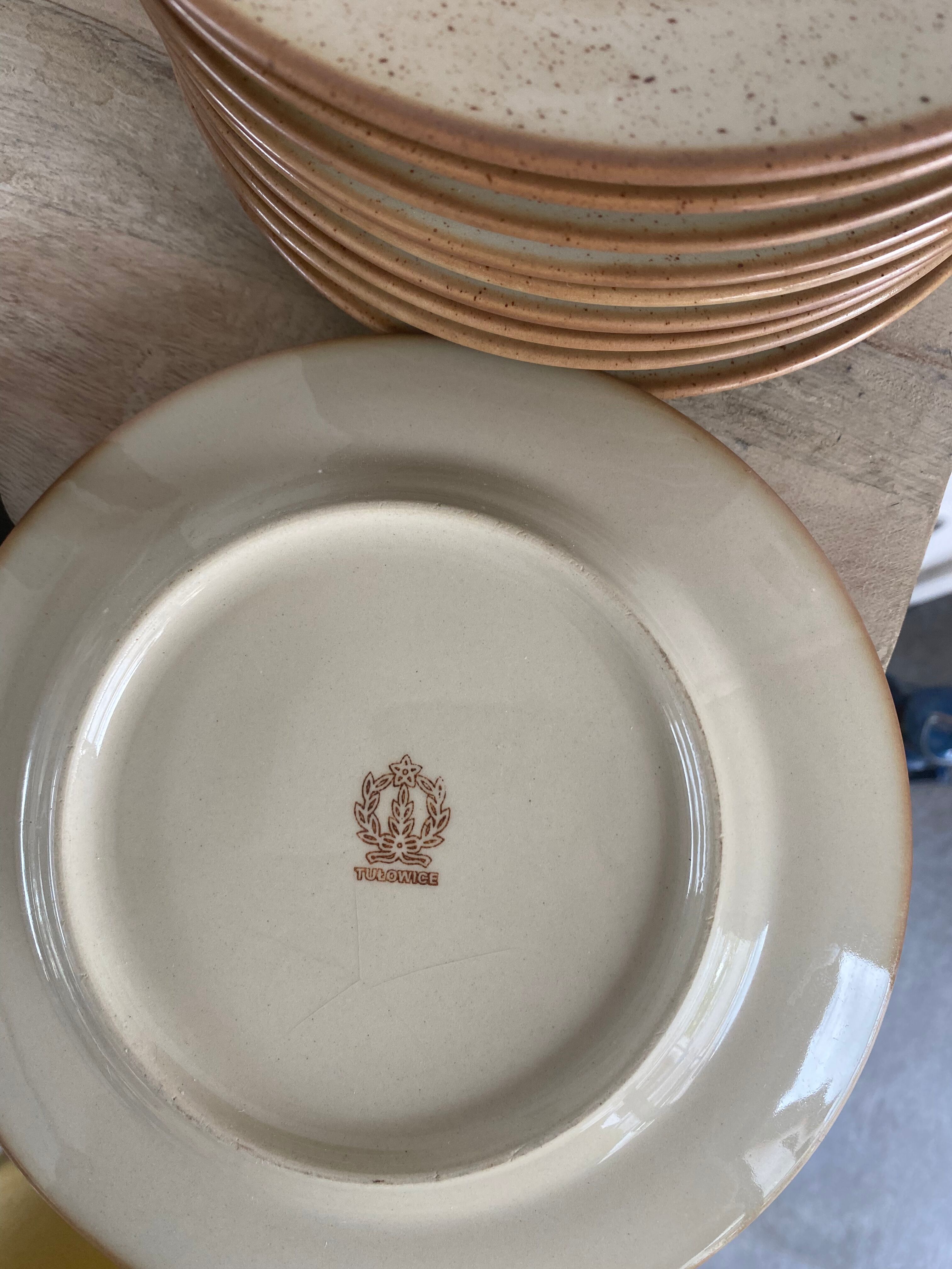 Set of 12 dessert plates in Tulowice Poland 50s stoneware