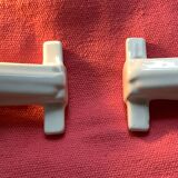Set of 2 hooks in white porcelain Art Deco 30/40