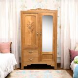 Parisian art deco hotel wardrobe in solid raw oak 1930