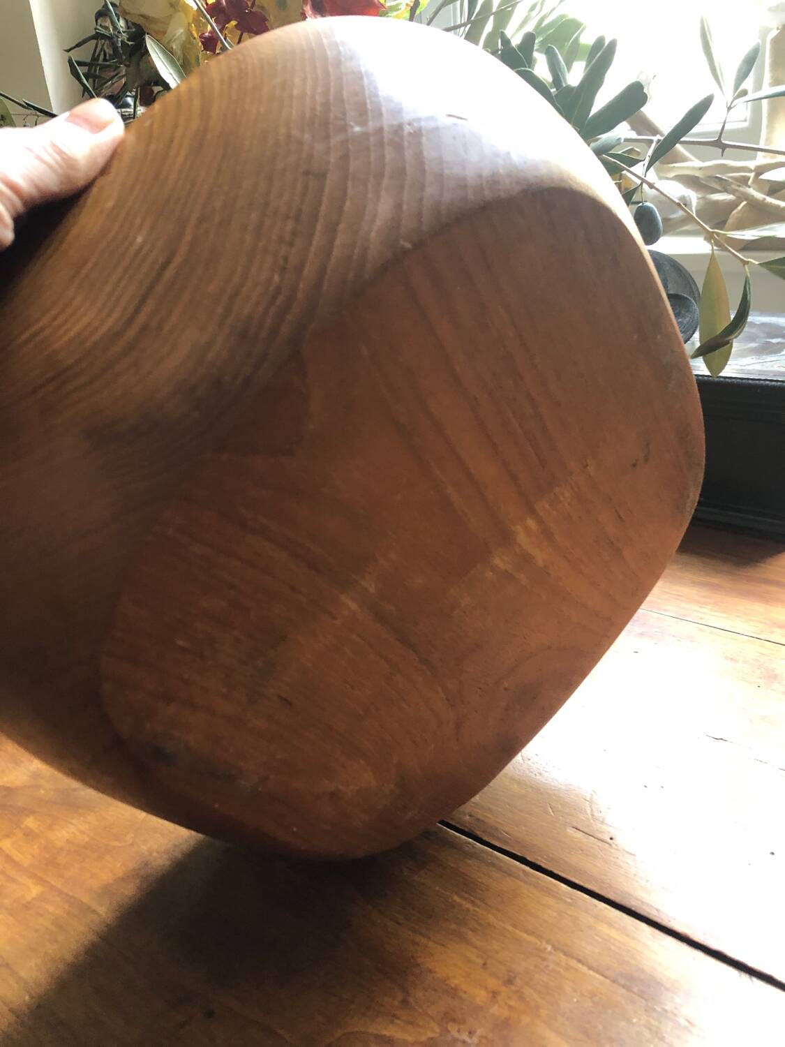 Vintage olive wood salad bowl