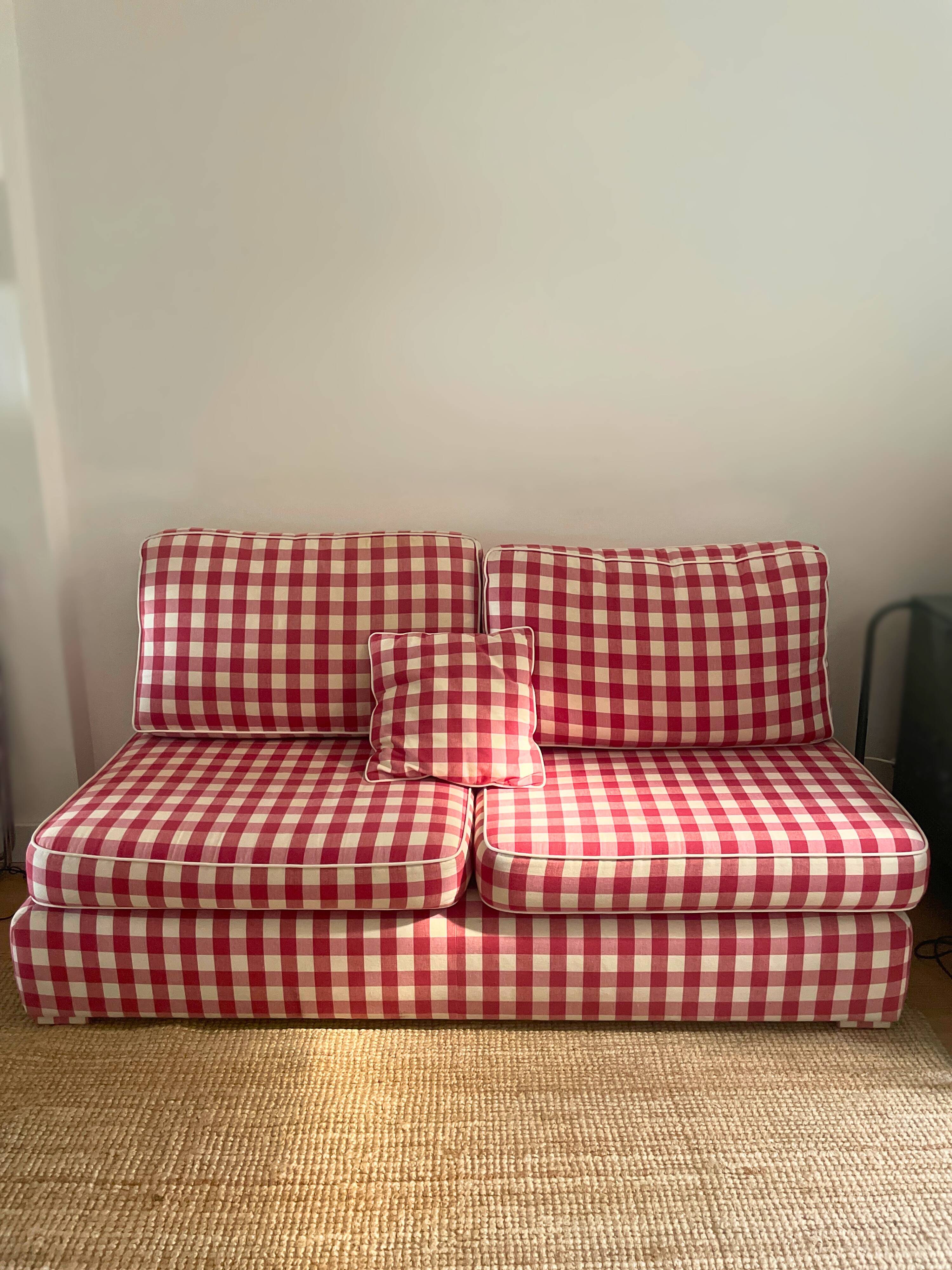 Gingham check sofa bench