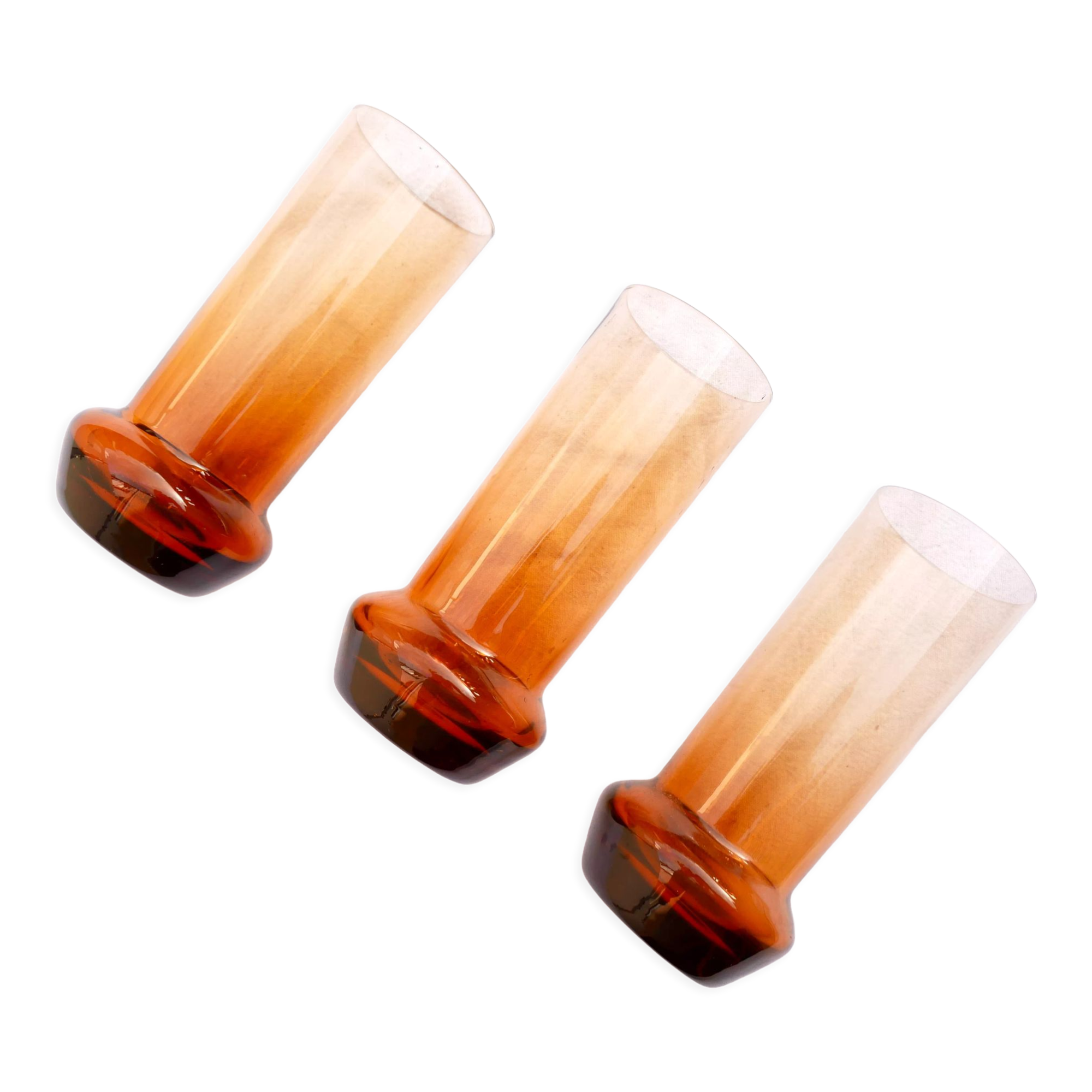Set of 3 designer amber water glasses