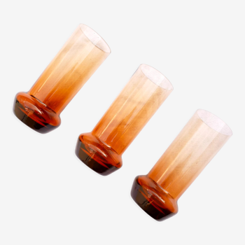Set of 3 designer amber water glasses