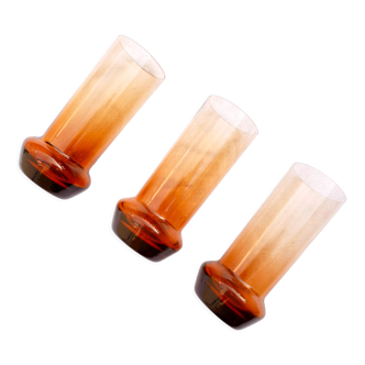 Set of 3 designer amber water glasses