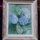 Old oil painting depicting a bouquet of flowers