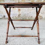 Folding side table in turned wood and marquetry circa 30's/40's
