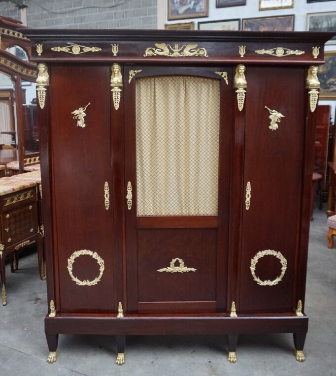 Empire-style mahogany bookcase