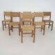 Set of six papercord dining chairs, France 1950's