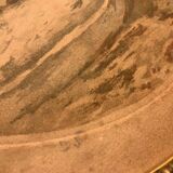 Old romantic engraving, gallant scene from the 19th century, signed, numbered, 1921