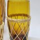 Vintage orangeade service in amber blown glass and wicker
