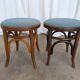 Pair of Vintage Bentwood Stools / Thonet Style / Upholstered Seat in Blue