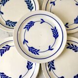 set of 5 dessert plates in Terre de Fer Salins model Jenny early 20th century