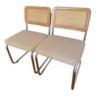 Lot de 2 chaises métal et cannage