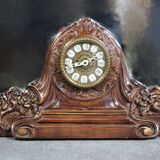 Wooden mirror with clock, 1960