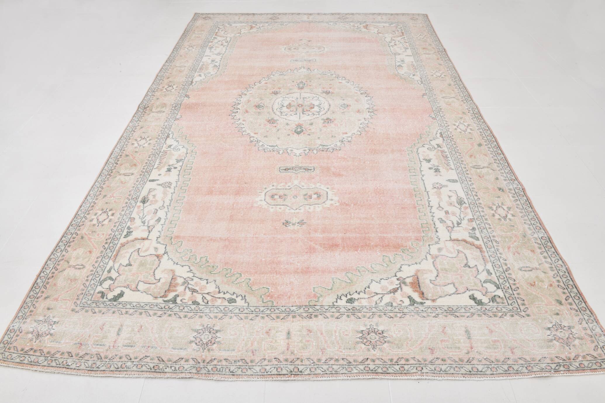 7x11 Vintage Large Area Handmade Wool Oushak Vintage Rug, 216x335 Cm