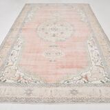7x11 Vintage Large Area Handmade Wool Oushak Vintage Rug, 216x335 Cm
