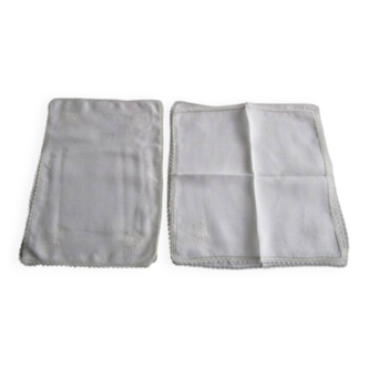3 antique embroidered placemats and matching napkins