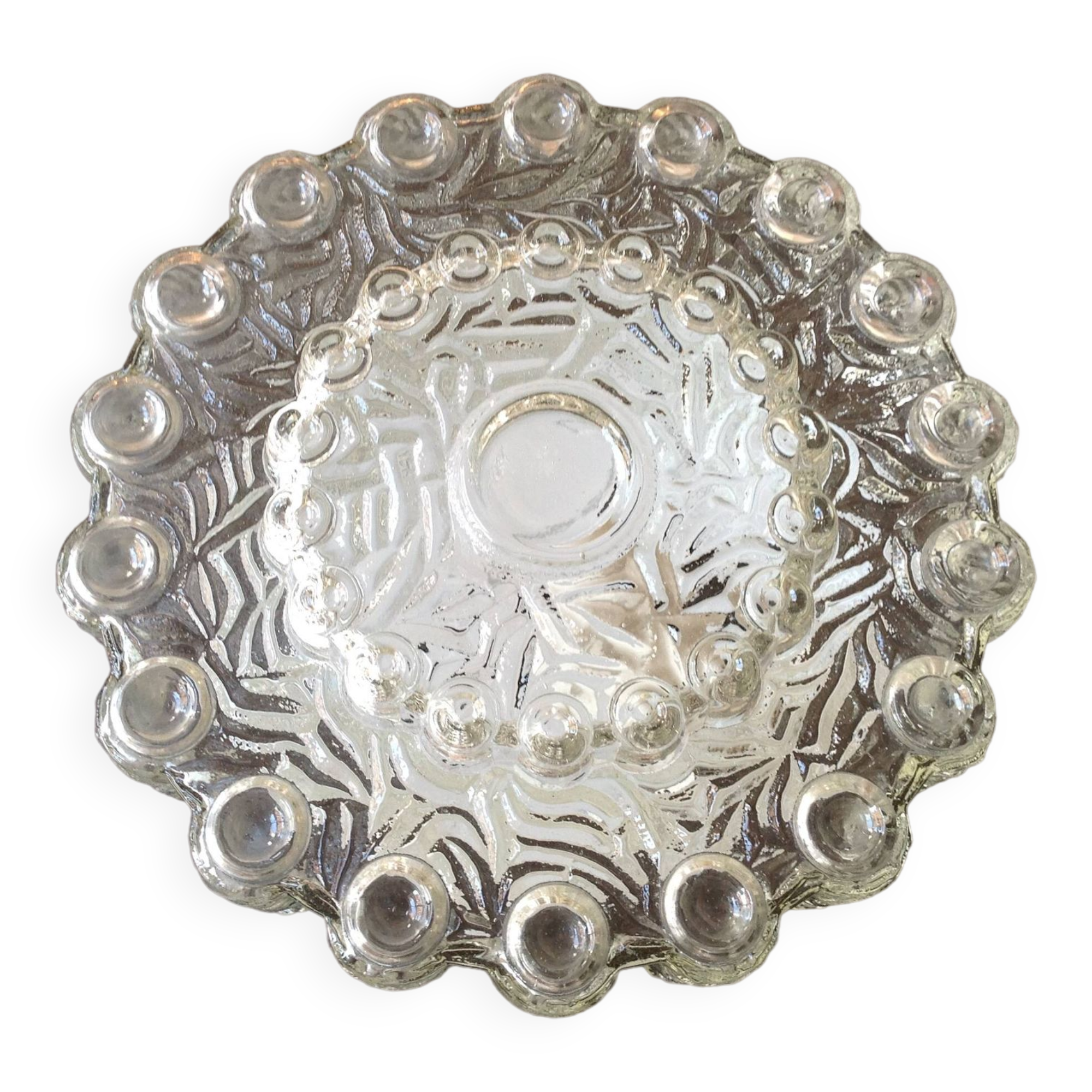 Round vintage bubbled glass ceiling light from the 60s and 70s