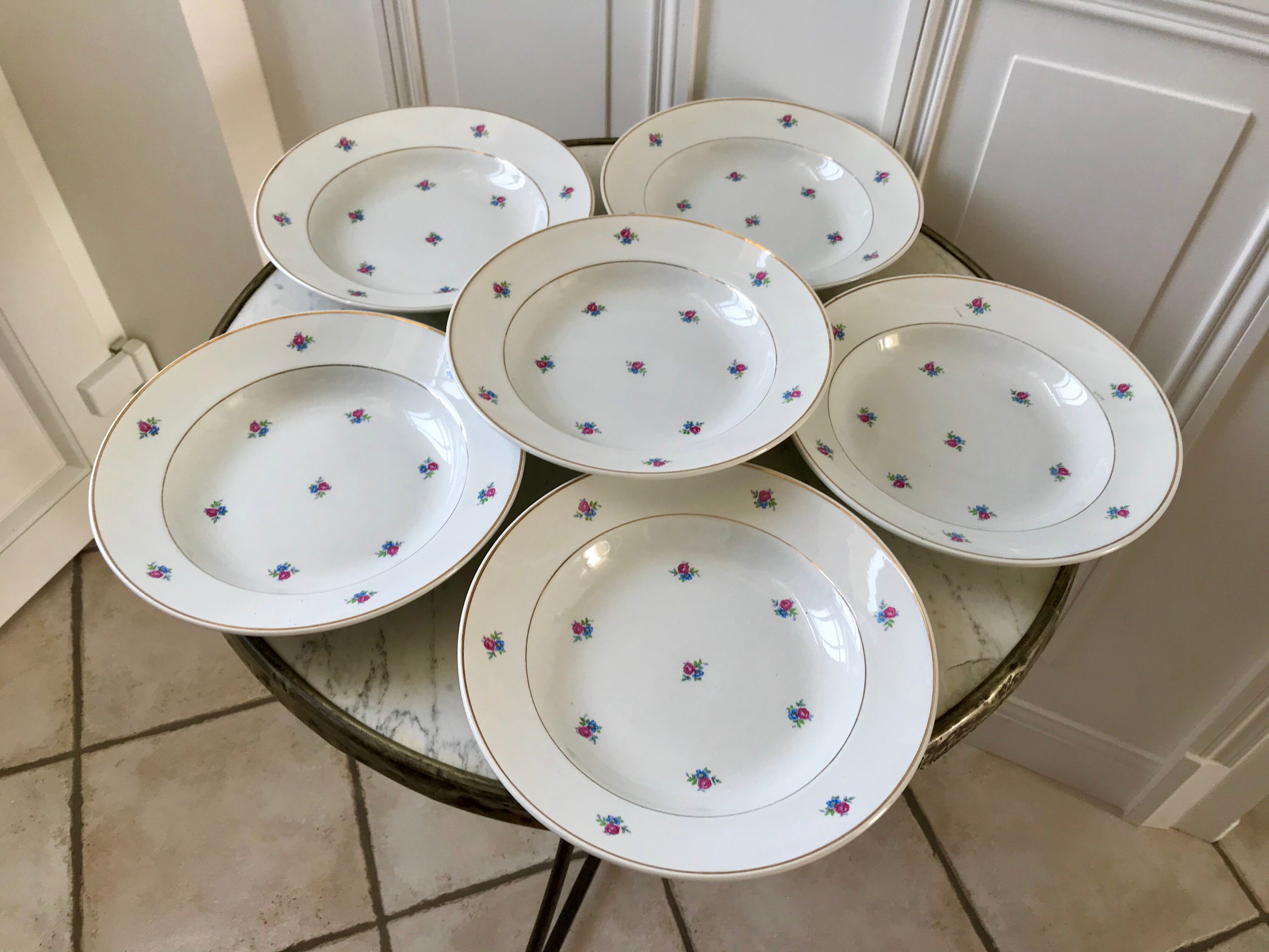 set of 6 hollow plates Digoin Sarreguemines model Floréal years 50-60