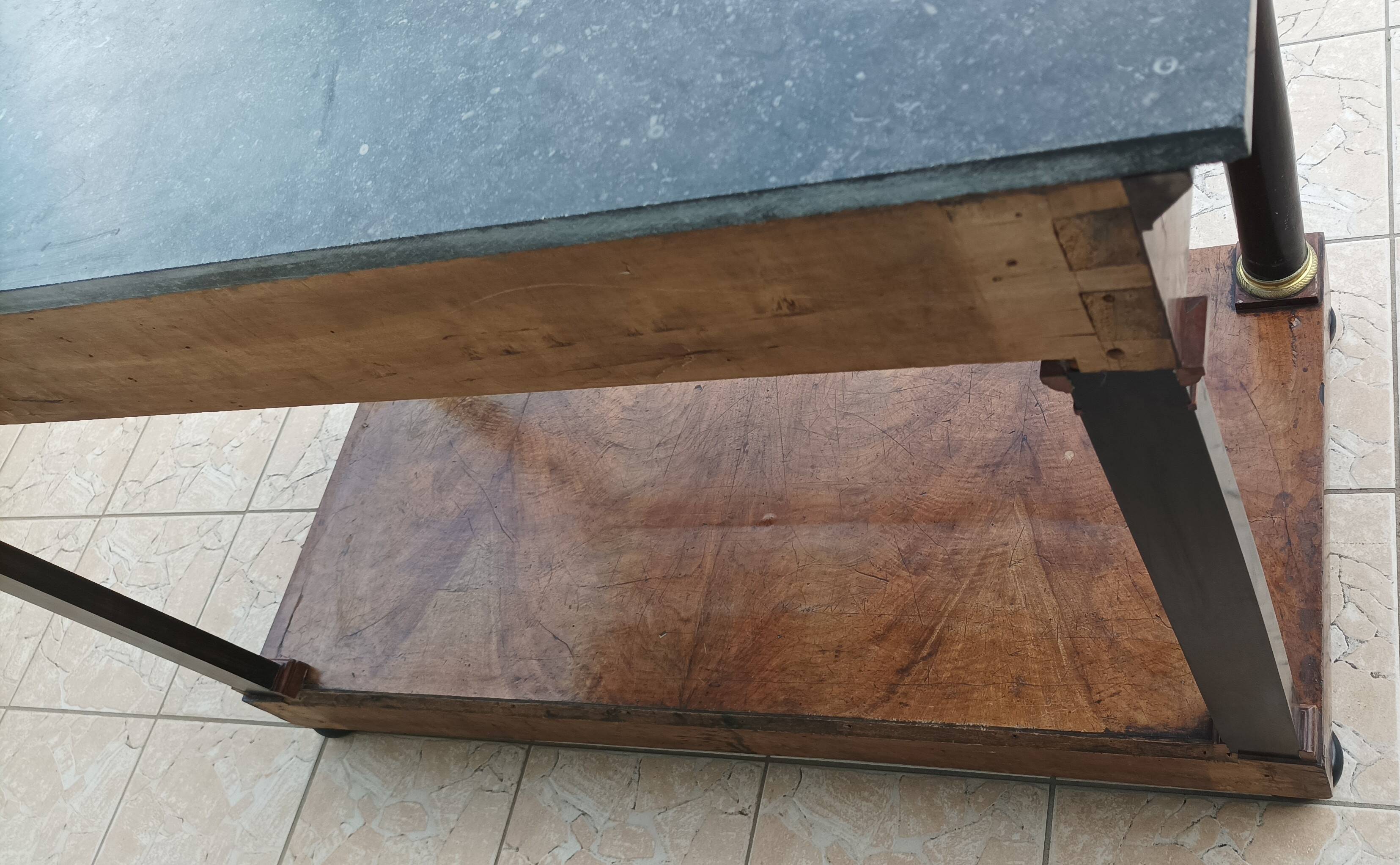Large Empire period mahogany console table