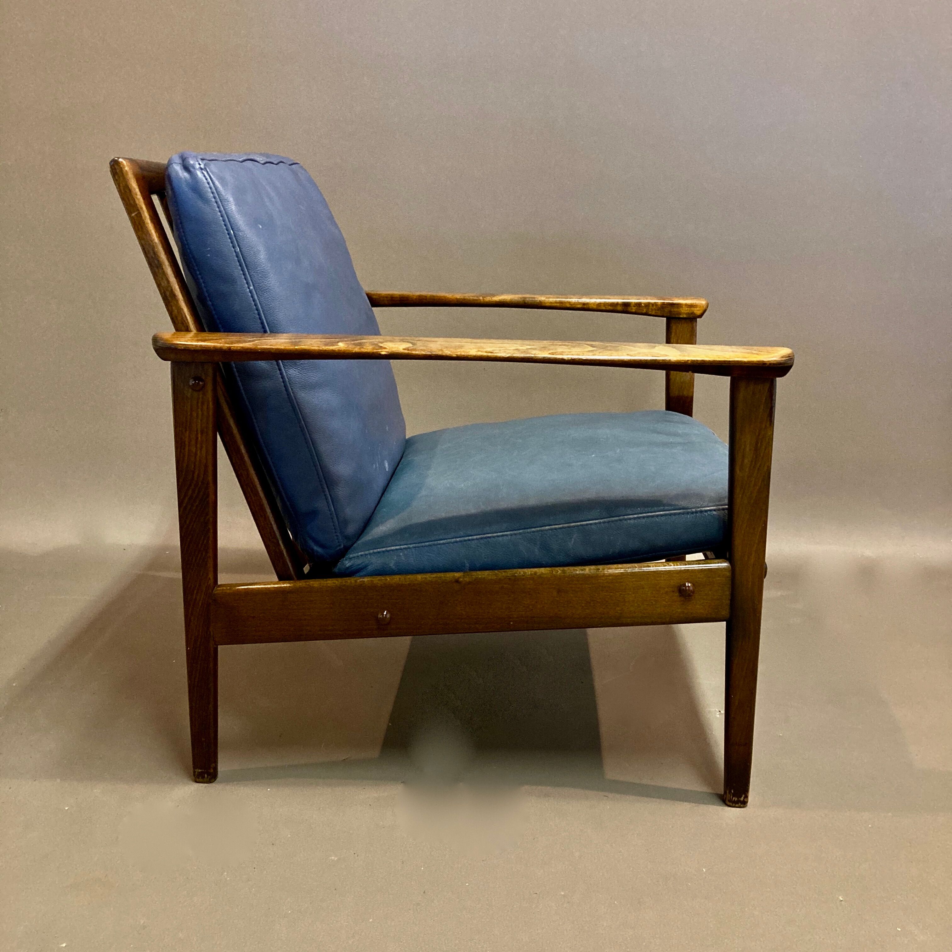 Scandinavian leather armchair 1950