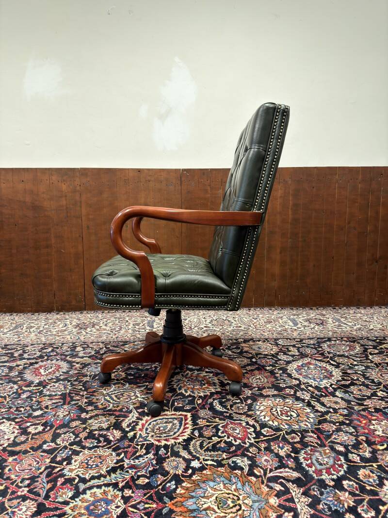 Classic English Chesterfield Desk Chair Green