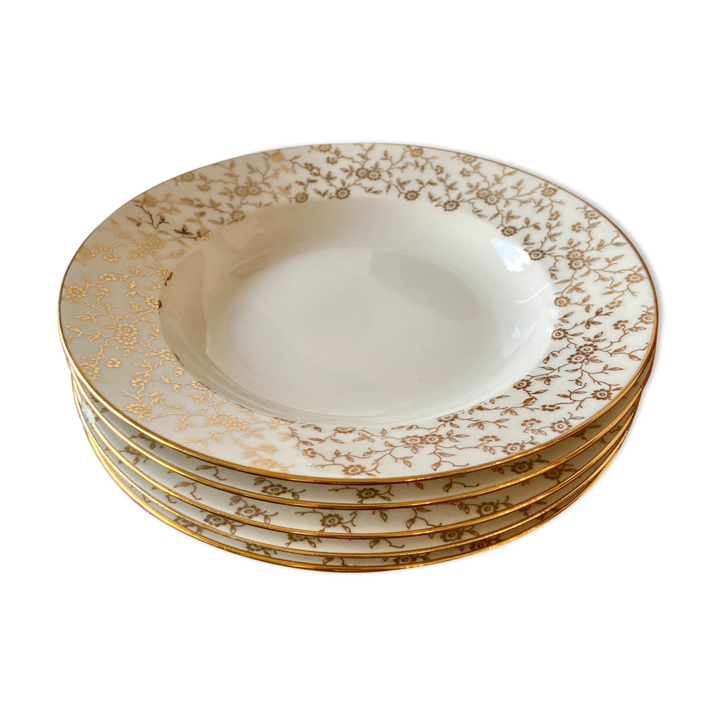Assiettes Blanche Et Doré