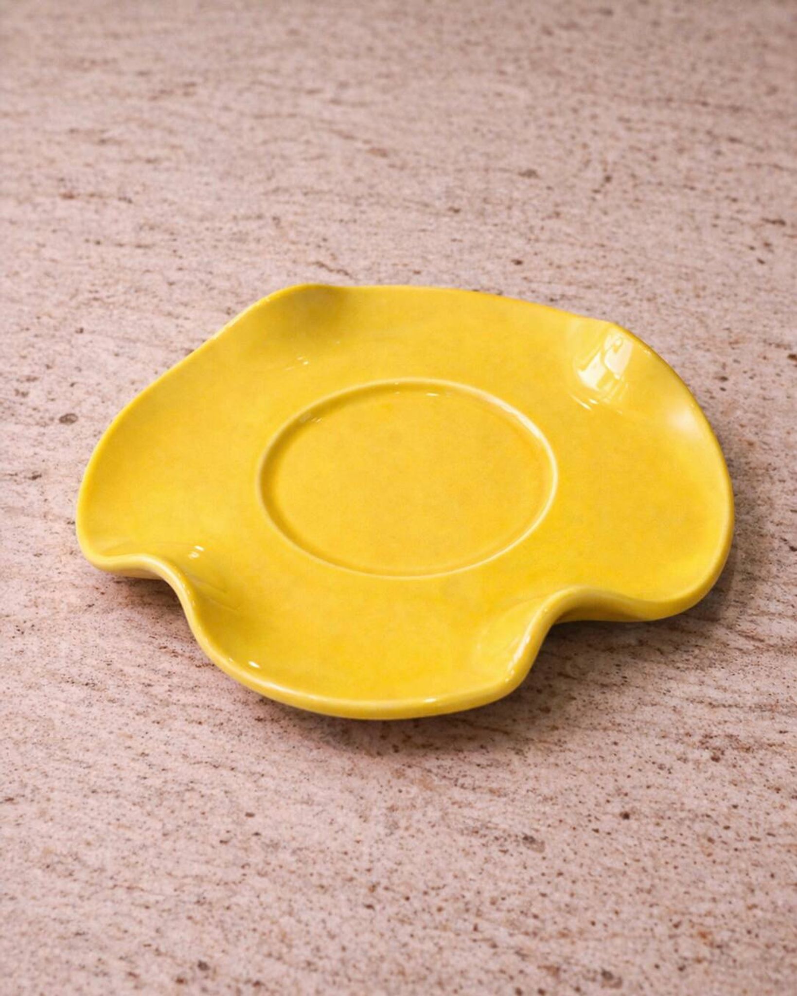 Set tasse & soucoupe ondulée céramique - jaune citron