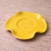 Set tasse & soucoupe ondulée céramique - jaune citron