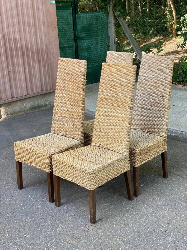 4 chaises de salle à manger en rotin tressé naturel Rotin-Design France