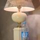 Living room lamp from Maison Dauphin 1970 to 80 cream hand-painted lampshade