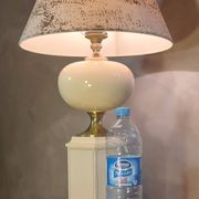 Living room lamp from Maison Dauphin 1970 to 80 cream hand-painted lampshade