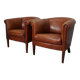 Vintage Dutch Leather Club Chairs, Set of 2