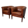 Vintage Dutch Leather Club Chairs, Set of 2