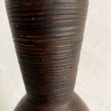 Ceramic vase painted brown (wood effect), elongated model
