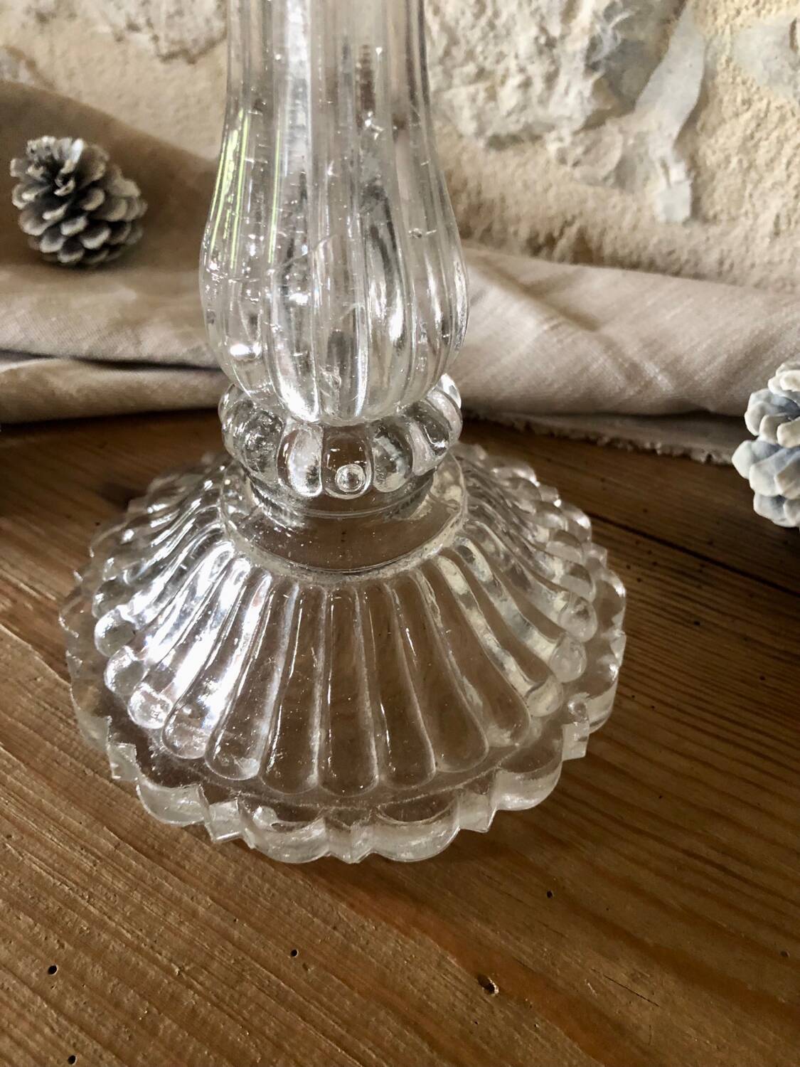 Antique glass candlestick