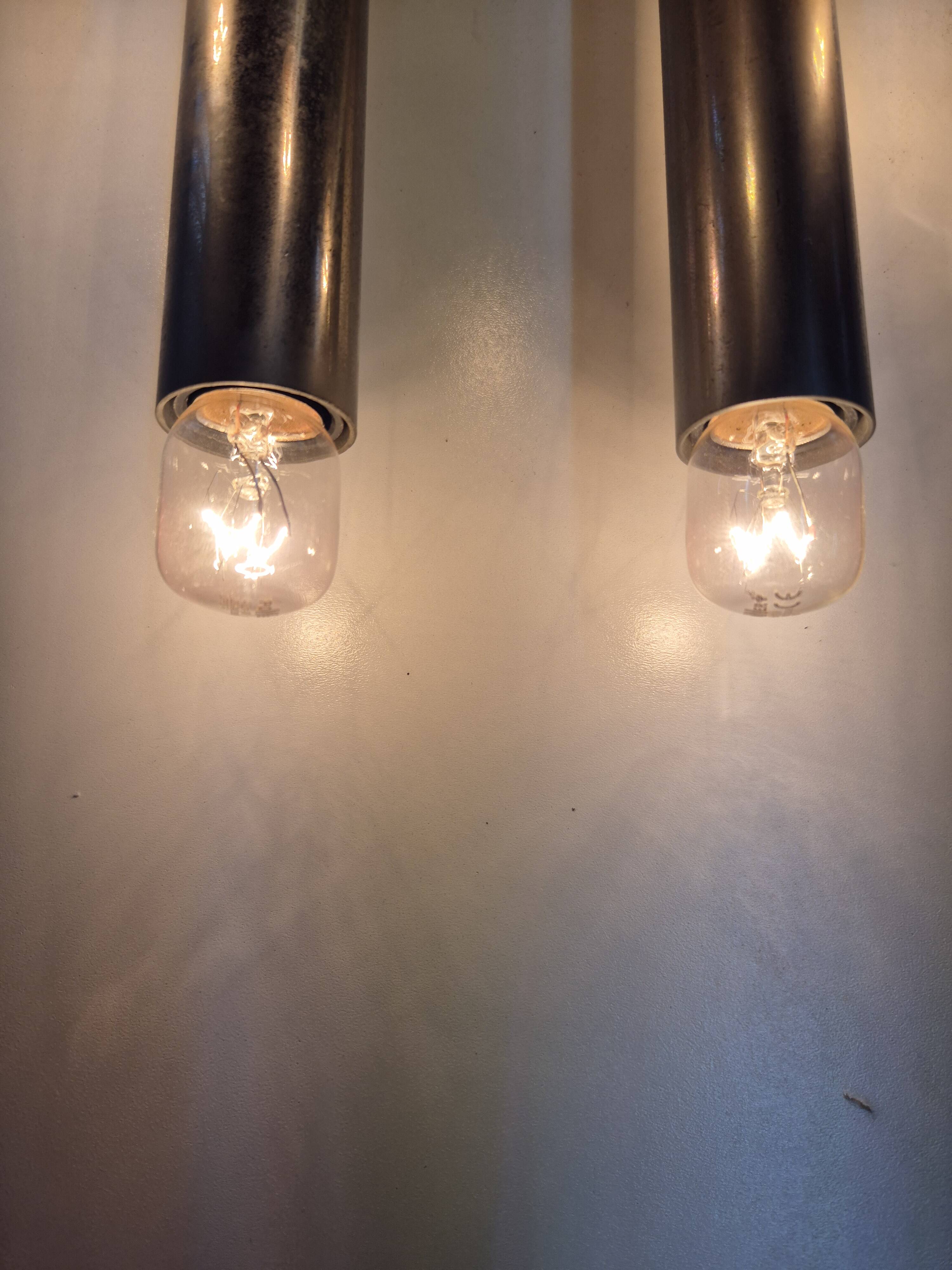 3 large 1960s wall lights in nickel-plated brass