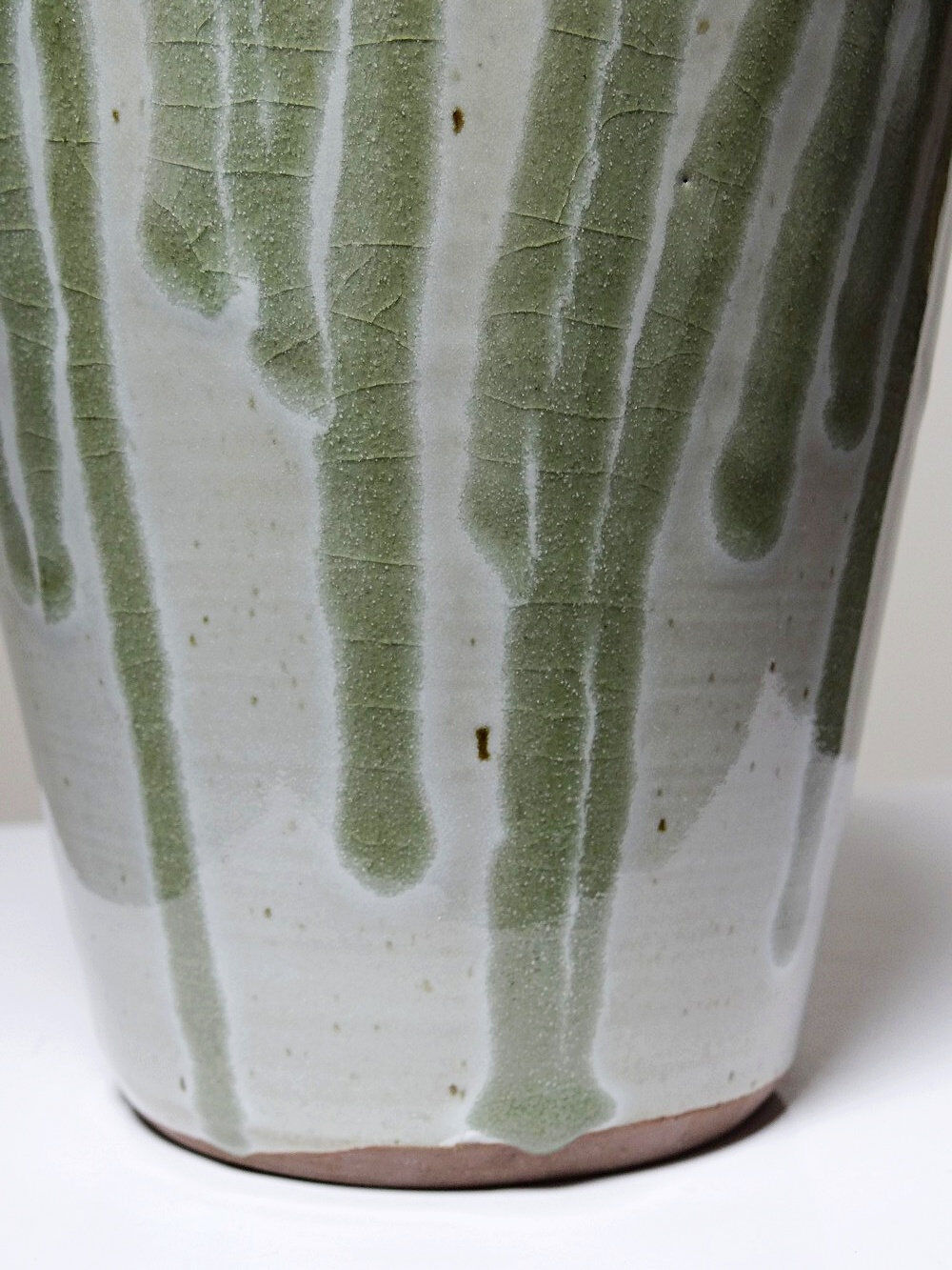 Vintage ash-glazed artisanal stoneware Wabi-Sabi modernist vase
