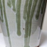 Vintage ash-glazed artisanal stoneware Wabi-Sabi modernist vase