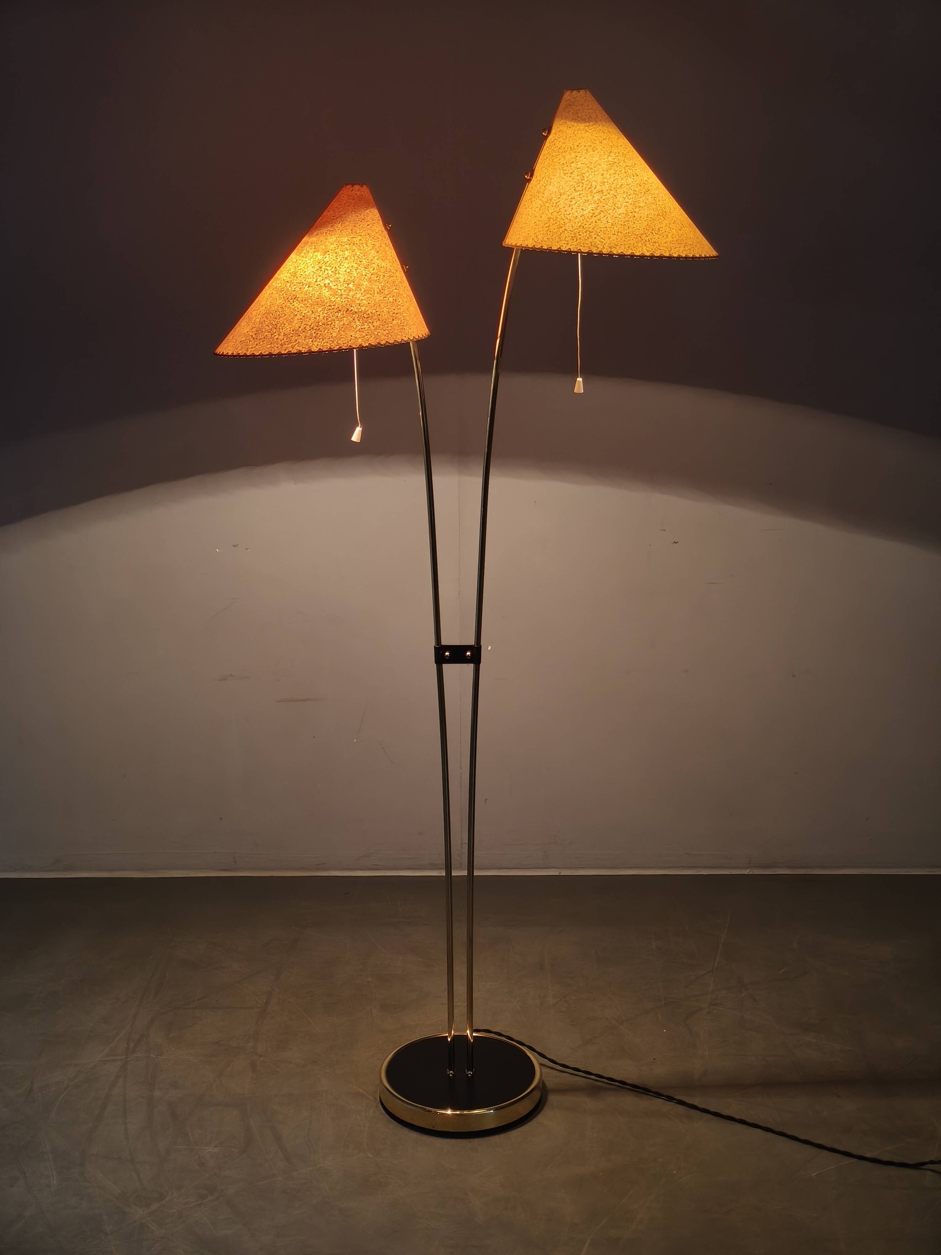 Mid Century Japanese Style Brass Floor Lamp, 1960s